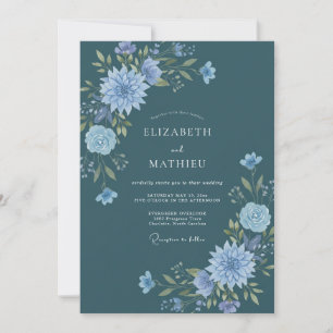 Slate Sapphire Dahlia Hochzeit Einladung