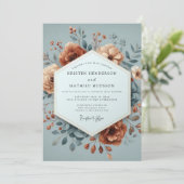 Slate & Sienna Artistic Bloom Hochzeit Einladung (Stehend Vorderseite)