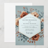 Slate & Sienna Artistic Bloom Hochzeit Einladung (Vorne/Hinten)