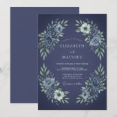 Slate Silber Blütenhochzeit Einladung (Vorne/Hinten)
