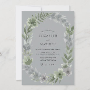 Slate Silberblatt-Hochzeit Einladung