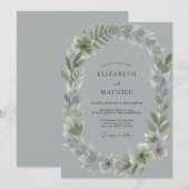 Slate Silberblatt-Hochzeit Einladung (Vorne/Hinten)