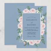 Slate Soft Blush Kranz Hochzeit Einladung (Vorne/Hinten)