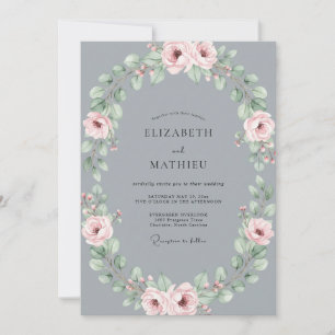 Slate Soft Blush Petal Hochzeit Einladung