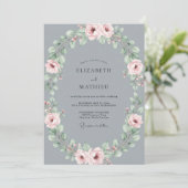 Slate Soft Blush Petal Hochzeit Einladung (Stehend Vorderseite)