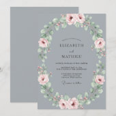 Slate Soft Blush Petal Hochzeit Einladung (Vorne/Hinten)