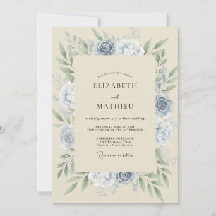 Slate Soft Champagner Pfingstrosen-Hochzeit Einladung