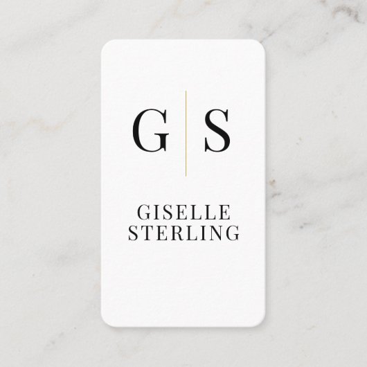 Slate Stone Black White Gold Monogram QR Code Visitenkarte (Vorderseite)