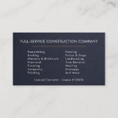 Slate Stone Building Construction Navy Blue Visitenkarte (Rückseite)