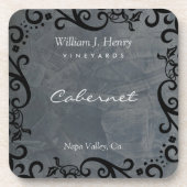 Slate und Black Scroll Wine personalisieren Getränkeuntersetzer (Vorderseite)
