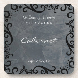 Slate und Black Scroll Wine personalisieren Getränkeuntersetzer