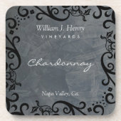 Slate und Black Scroll Wine personalisieren Getränkeuntersetzer (Vorderseite)