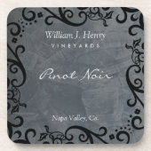 Slate und Black Scroll Wine personalisieren Getränkeuntersetzer (Vorderseite)