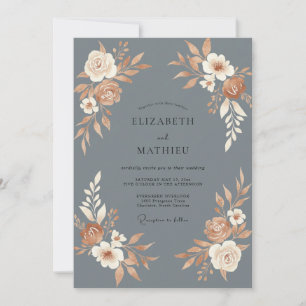Slate Warm Terrakotta Petal Hochzeit Einladung