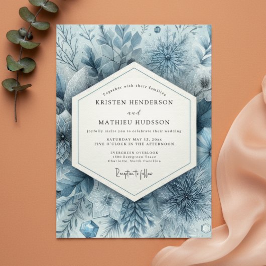 Slateblaue etherische Blütenhochzeit Einladung