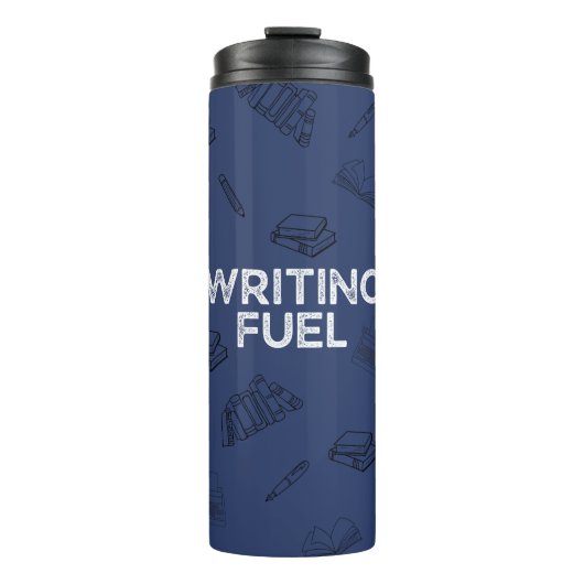 SlateBlue Writing Fuel Travel Mug Thermosbecher (Vorderseite)