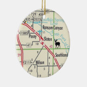 Slaton TX Road Map Keramik Ornament (Rechts)