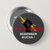 SLAVA UKRAINI ERINNERN SIE SICH AN BUCHA BUTTON (Vorne & Hinten)