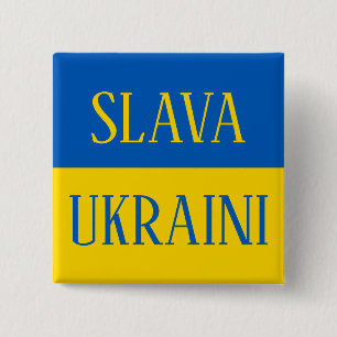 Slava Ukraini Glory to Ukraine flag pin Button