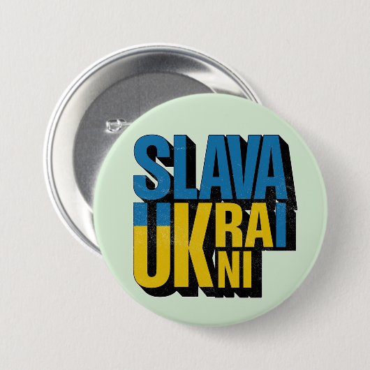 Slava Ukraini Graphic, Ukrainisches Pride Design Button (Vorne & Hinten)