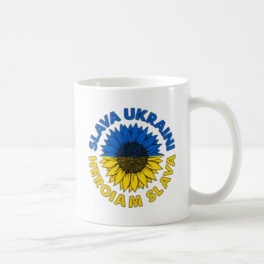 Slava Ukraini Heroiam slava Sonnenblume Ukraine Fl Kaffeetasse (Rechts)