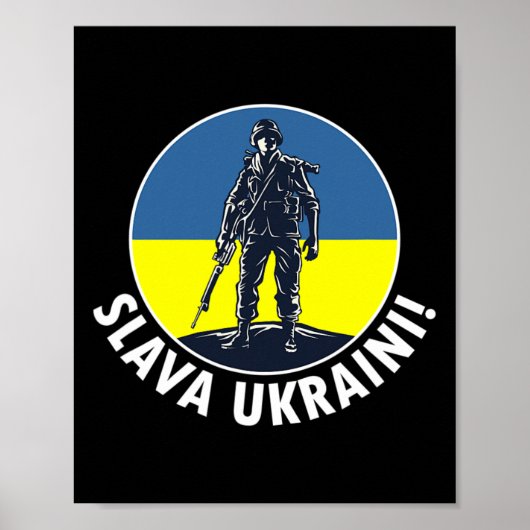 Slava Ukraini Mit Ukrainischen Flaggenfarben Und U Poster (Vorne)