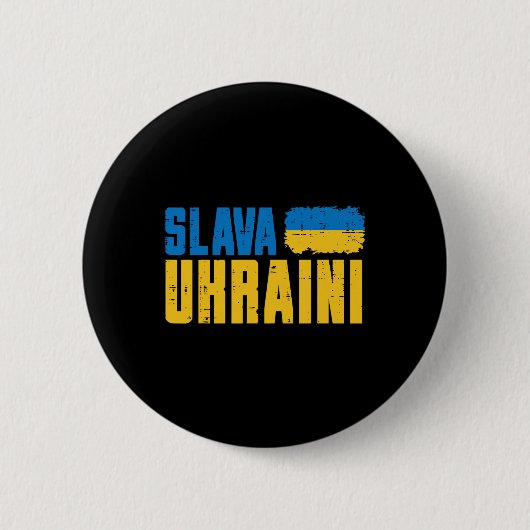 Slava Ukraini Ruhm der Ukraine-Flagge Ukrainische  Button (Vorderseite)