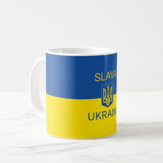 Slava Ukraini Ruhm Ukraine Krieg Friedenssymbol Pa Kaffeetasse (Vorderseite Links)