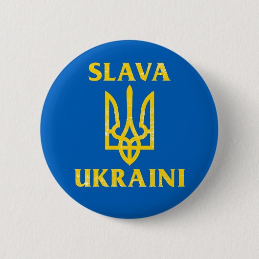 Slava Ukraini slava ukrayini Ukraine Flagge Button (Vorderseite)
