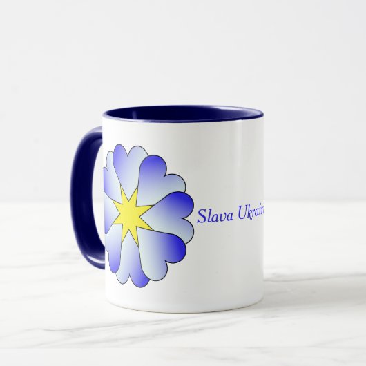 Slava Ukraini Sonnenblume Tasse (Vorderseite Links)