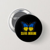 Slava Ukraini Support Ukraine Retro Ukrainian Flag Button (Vorne & Hinten)
