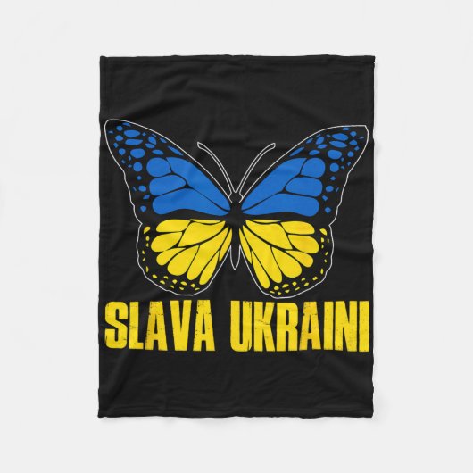 Slava Ukraini Support Ukraine Retro Ukrainian Flag Fleecedecke (Vorderseite)