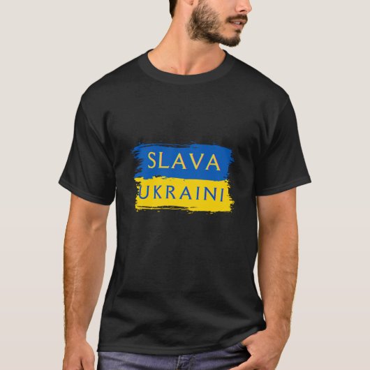 SLAVA UKRAINI T - Shirt der ukrainischen Flagge (Vorderseite)