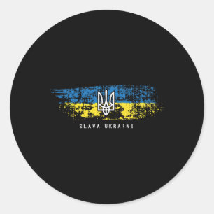 Slava Ukraini T-Shirt Ukrainische Flagge Ukraine T Runder Aufkleber