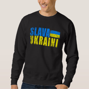 SLAVA UKRAINI Ukraine Flag Farben gestört Retro Sweatshirt