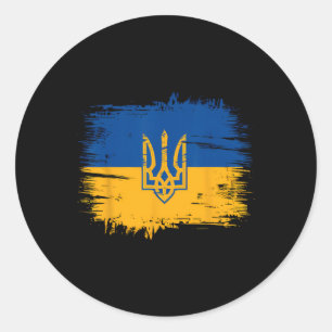 Slava Ukraini Ukraine-Flagge Farben Distressed Ret Runder Aufkleber
