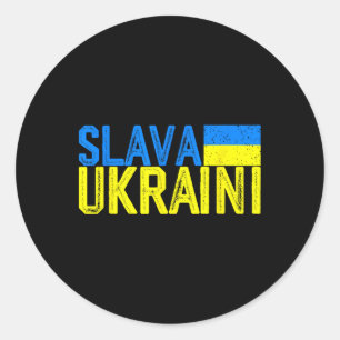 Slava Ukraini Ukraine-Flaggenfarben Distressed Sla Runder Aufkleber