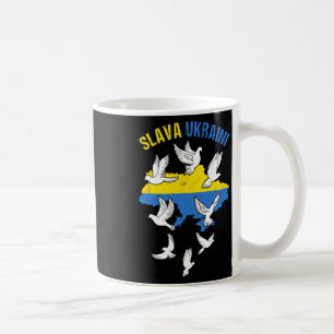Slava Ukraini Ukraine Karte Flagge Friedenstauben Kaffeetasse