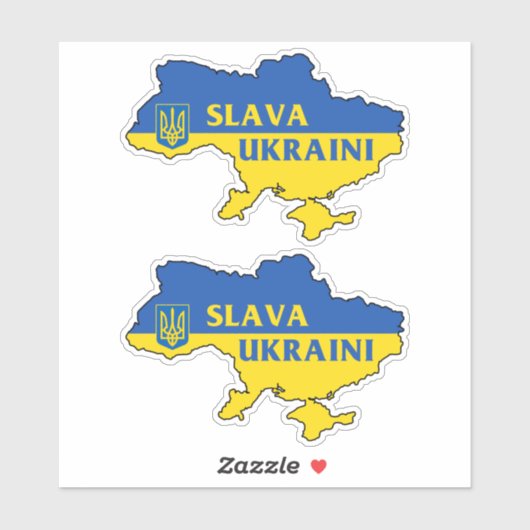 Slava Ukraini Ukraine ukrainische Flaggenkarte Sti Aufkleber (Blatt)