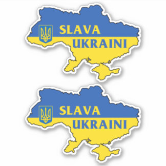Slava Ukraini Ukraine ukrainische Flaggenkarte Sti Aufkleber