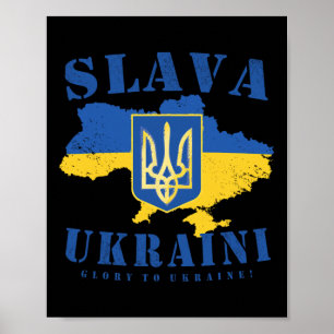 Slava Ukraini Ukrainische Tryzub-Flagge Ruhm der U Poster