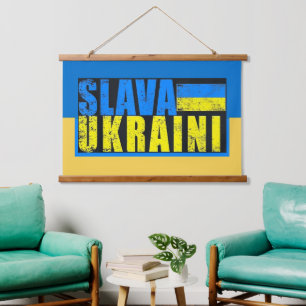 Slava Ukraini Wall hanging Wandteppich Mit Holzrahmen