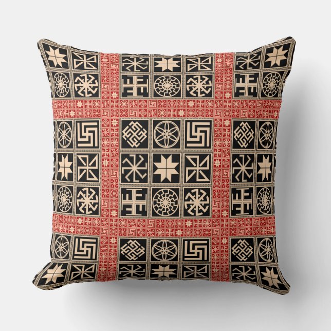 Slavic Amulet Signs Throw Pillow II Kissen (Vorderseite)