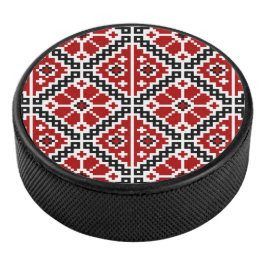 Slavic Ethnic Embroidery, Balkan Traditional Eishockey Puck