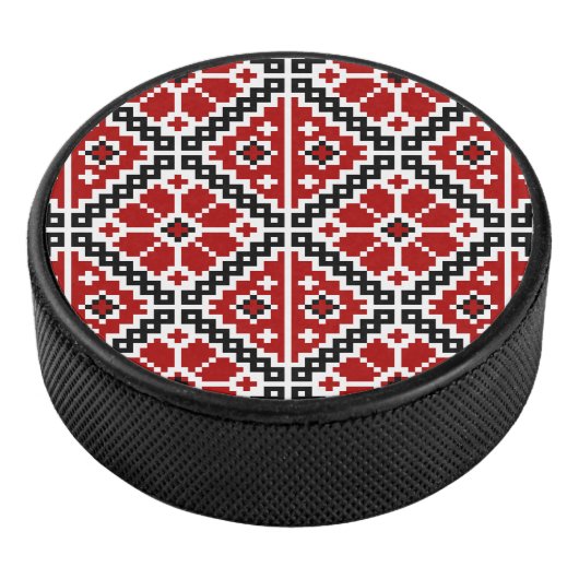 Slavic Ethnic Embroidery, Balkan Traditional Eishockey Puck (3/4)