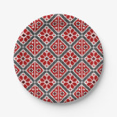 Slavic Ethnic Embroidery, Balkan Traditional Pappteller (Vorderseite)