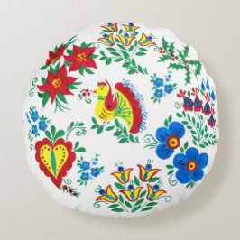 Slavic Floral Pattern Rundes Kissen