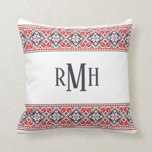 Slavic Folk Art Poinsettia Pattern Kissen