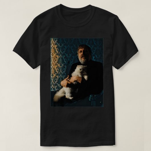 Slavoj Zizek mit Cat stilisiert T-Shirt (Design vorne)