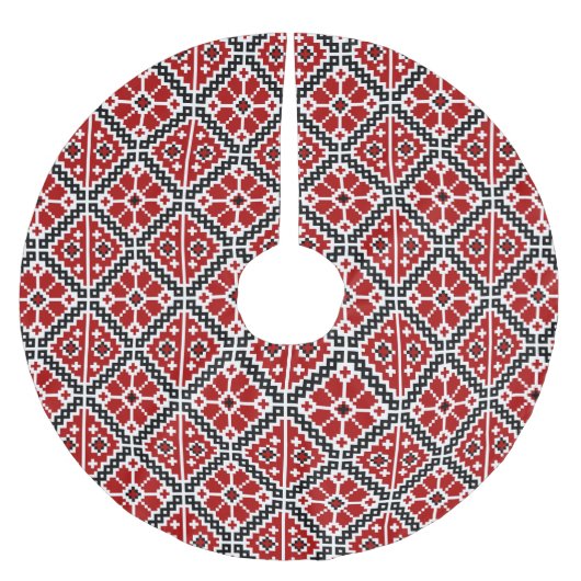 Slawische ethnische Stickerei, Balkan-Tradition Polyester Weihnachtsbaumdecke (Vorderseite)